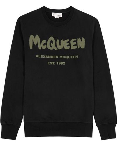 Alexander McQueen Graffiti Logo-Print Cotton Sweatshirt - Black