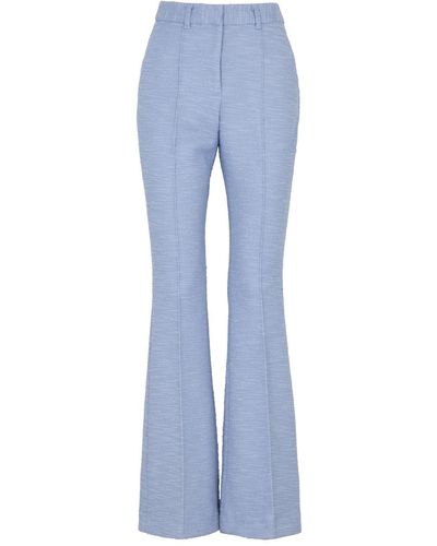 Rebecca Vallance Carine Flared Bouclé-tweed Trousers - Blue