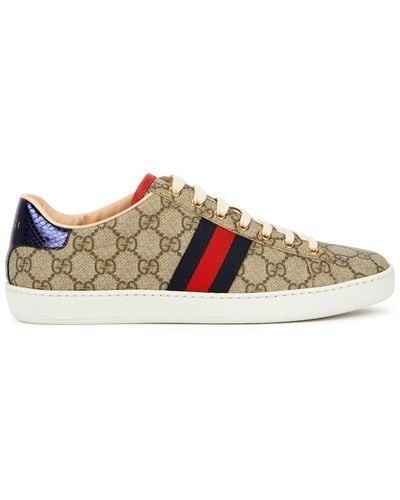 Gucci New Ace Gg Supreme Canvas Trainers - Natural