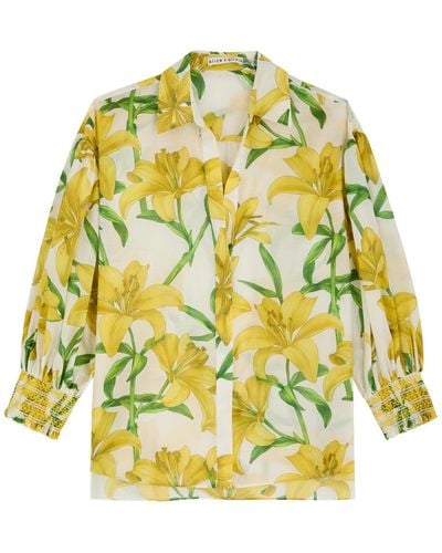 Alice + Olivia Maylin Floral-Print Cotton-Blend Shirt - Yellow