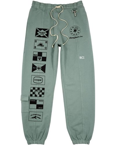 Reese Cooper Flags Green Printed Cotton Joggers
