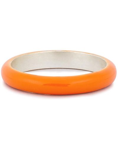 Fry Powers Unicorn Rainbow Enamelled Sterling Silver Ring - Orange