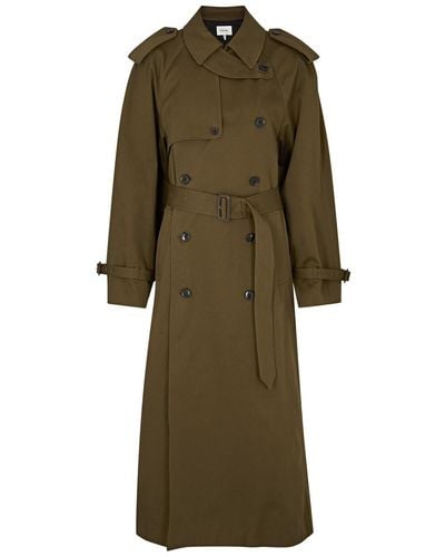 FRAME Double-breasted Wool Trench Coat - Green