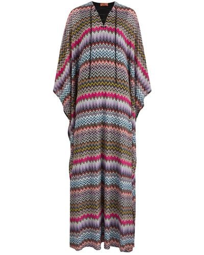 Missoni Zigzag Metallic Fine-Knit Kaftan Dress - Multicolor