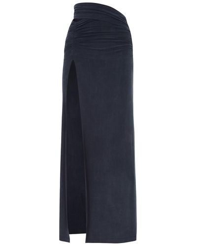 KNWLS Ruched Cut-out Stretch-jersey Maxi Skirt - Blue
