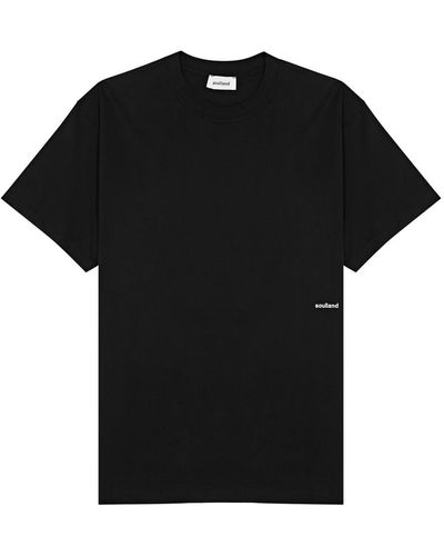 Soulland Ash Logo-Print Cotton T-Shirt - Black