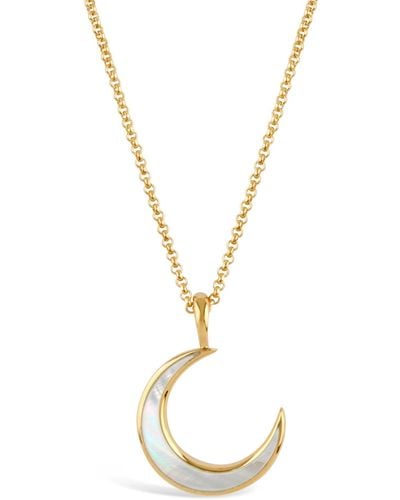 Dinny Hall Moon Charm With Inlaid Mother Of Pearl Pendant - Metallic