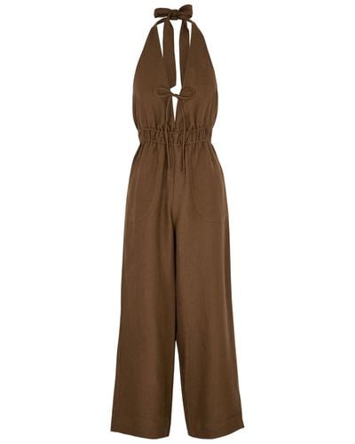 Casa Raki Iris Linen Jumpsuit - Brown