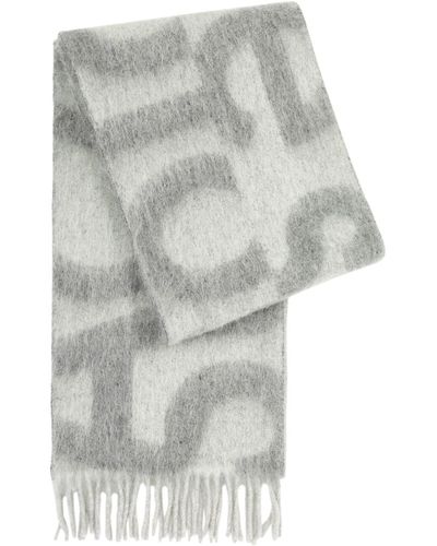 Acne Studios Vandy Logo-jacquard Wool-blend Scarf - Grey