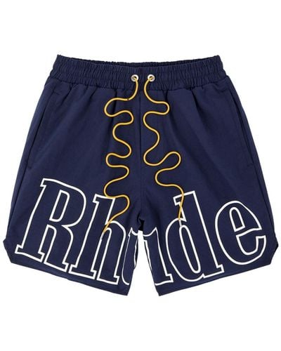 Rhude Logo-Print Nylon Shorts - Blue