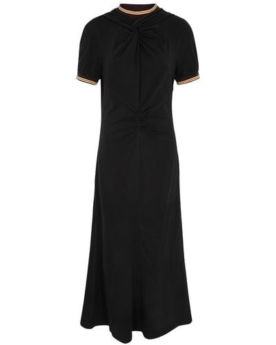 Wales Bonner The Wing Twisted Cotton Midi Dress - Black