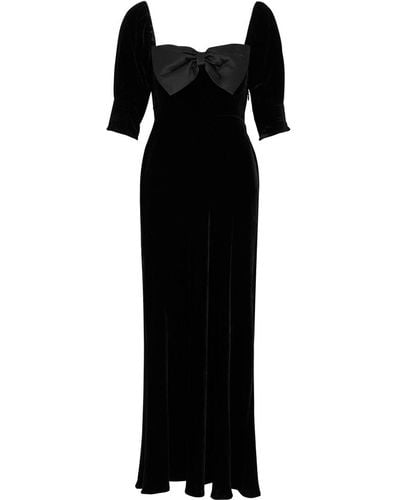 RIXO London Celia Bow-embellished Velvet Midi Dress - Black