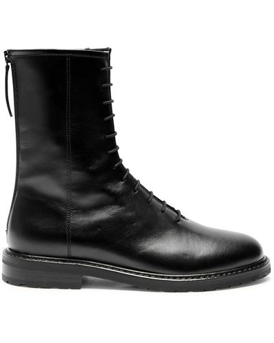 LEGRES Zipper Nubuck Ankle Boots - Black