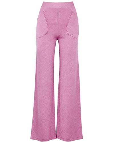 JoosTricot Pink Metallic-weave Knitted Trousers