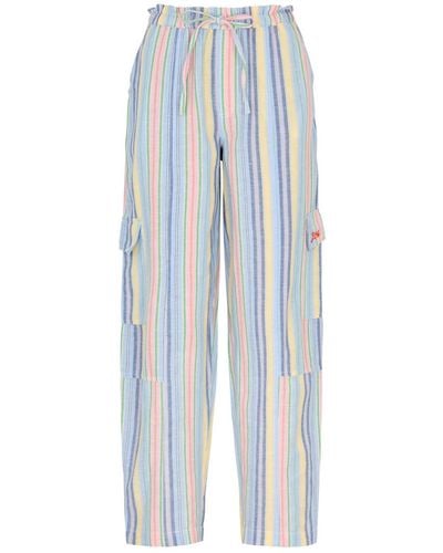 Damson Madder Sicily Striped Cotton-Blend Cargo Trousers - Blue