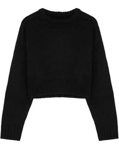 AEXAE Cropped Cashmere-blend Sweater - Black