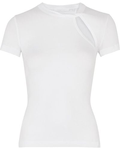 Helmut Lang Cut-out Ribbed Cotton Top - White