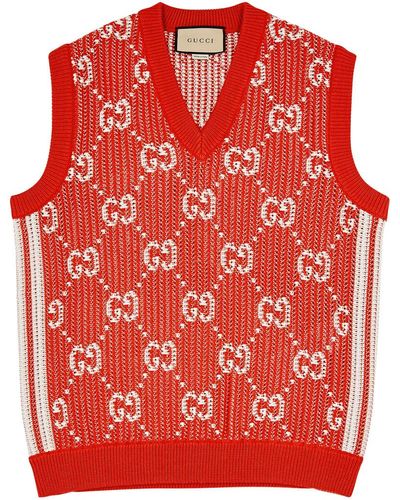 Gucci gg-monogrammed Cotton Vest - Red