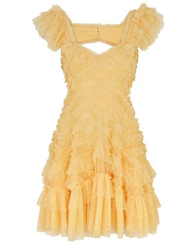 Needle & Thread Lola Ruffled Tulle Mini Dress - Yellow
