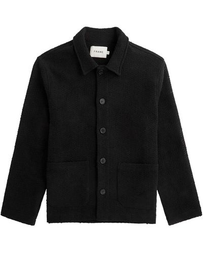 FRAME Open-Knit Cotton-Blend Jacket - Black