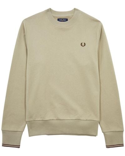 Fred Perry Logo-Embroidered Cotton Sweatshirt - Natural