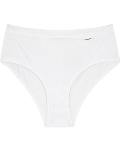 Chantelle Comfort Ribbed Stretch-Cotton Briefs - White