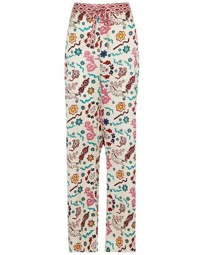 Jessica Russell Flint Danpatch Silk-satin Pajama Pants - White