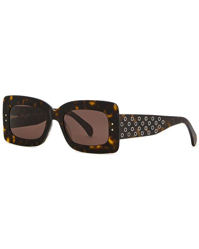 Alaïa Tortoiseshell Rectangle-frame Sunglasses - Brown