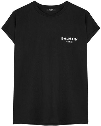 Balmain Logo Cotton T-Shirt - Black