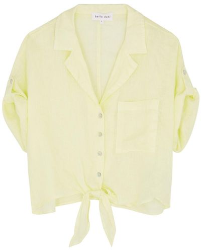Bella Dahl Tie-front Linen Shirt - Yellow