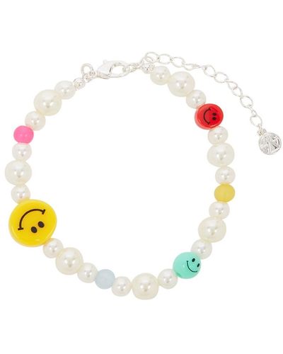 Chained & Able Bad Kid Smile Faux Pearl Bracelet - Metallic