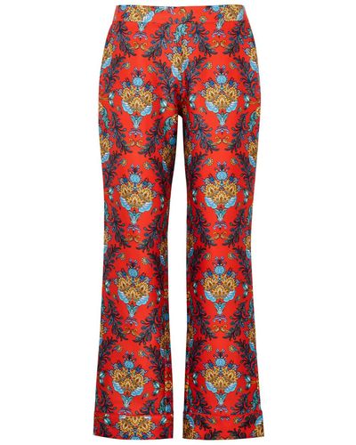 Borgo De Nor Eden Printed Silk-satin Trousers - Red