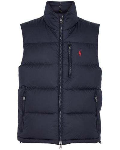 Polo Ralph Lauren Logo-embroidered Padded Recycled-polyester And Recycled-down Gilet - Blue