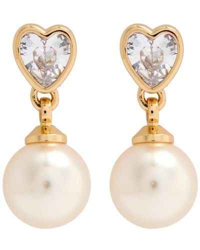COACH Heart Embellished Drop Earrings - White