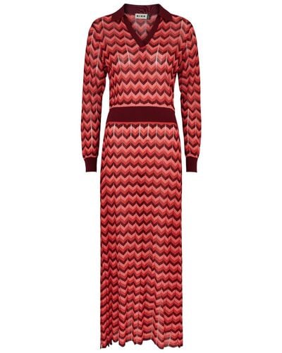 RIXO London Annie Striped Fine-knit Maxi Dress - Red