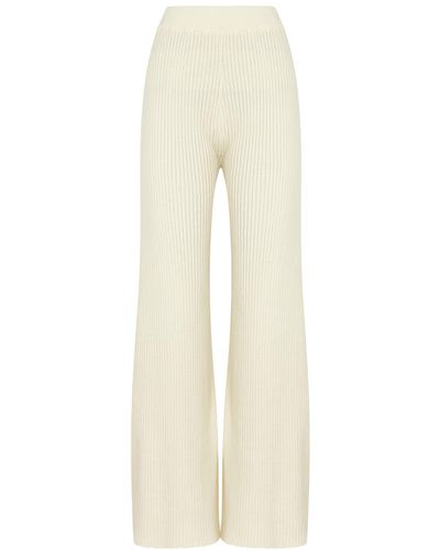 Anna Quan Jordan Cream Ribbed Cotton Trousers - Natural