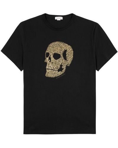 Alexander McQueen Printed Cotton T-Shirt - Black