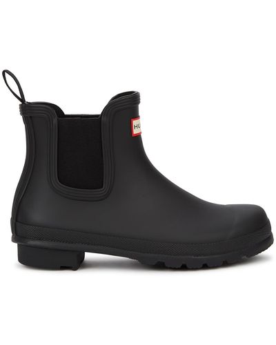HUNTER Chelsea Rubber Ankle Boots - Black