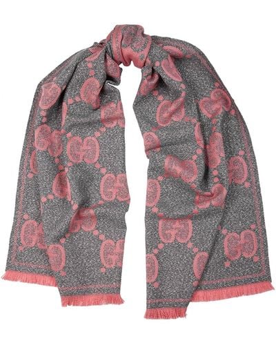 Gucci Lady Nest Jacquard Wool-Blend Scarf, And, Scarf - Grey