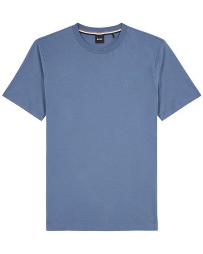 BOSS Logo Cotton T-Shirt - Blue