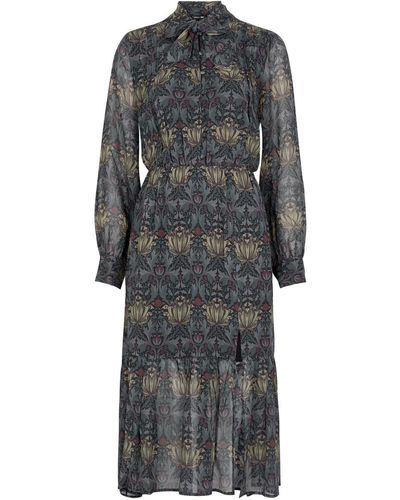 PAIGE X Morris & Co. Koralina Printed Silk Midi Dress - Gray
