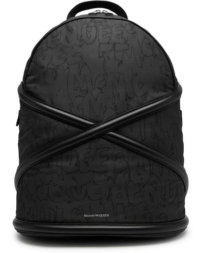 Alexander McQueen Harness Printed Nylon Backpack - Black