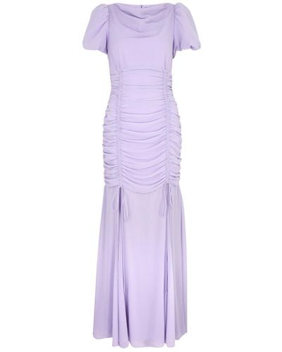 De La Vali Amandine Ruched Chiffon Maxi Dress - Purple