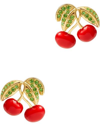 Crystal Haze Jewelry Pop The Cherry 18kt Gold-plated Stud Earrings - Red