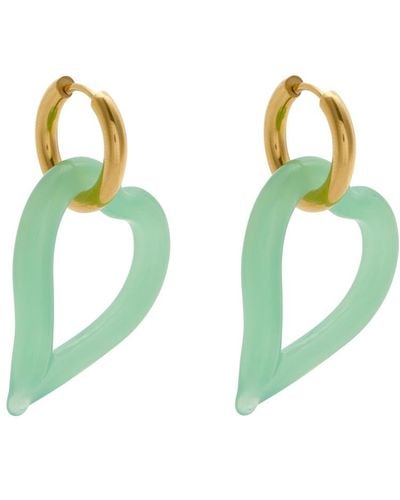 SANDRALEXANDRA Heart Of Glass 18Kt-Plated Hoop Earrings - Green