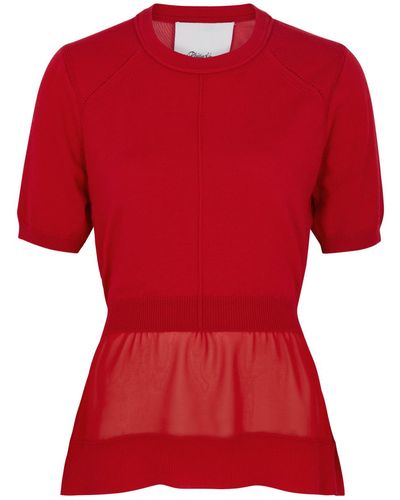 3.1 Phillip Lim Chiffon And Wool-blend Sweater - Red