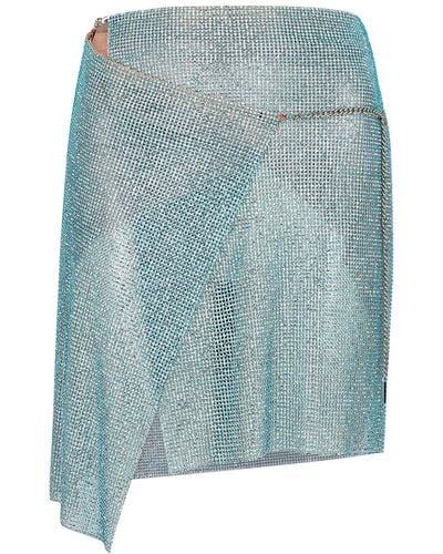 Poster Girl Winona Blue Embellished Chainmail Mini Skirt