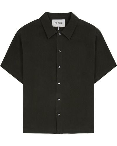 FRAME Waffle-knit Cotton Shirt - Black