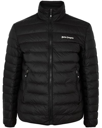 Palm Angels Logo Quilted Shell Jacket - Black