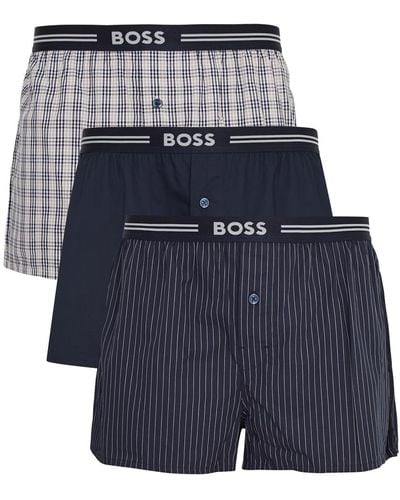 BOSS Logo Cotton-poplin Boxer Shorts - Blue